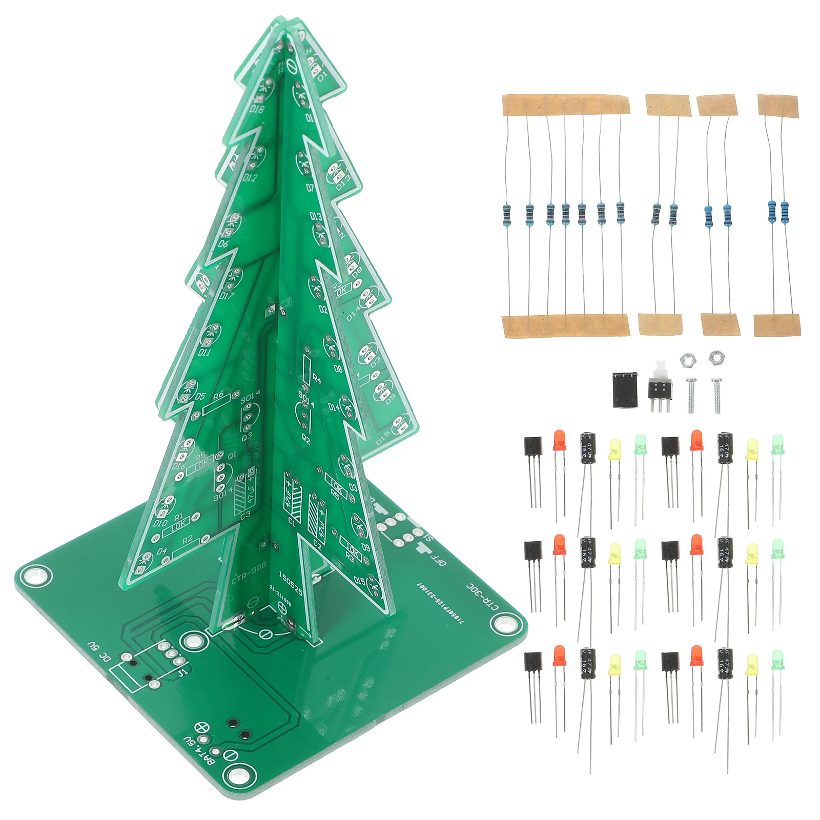 

Flash Circuit Kit 3D Christmas Tree DIY Electronics Learning Set with 37 Leds Alternating Blink for Night Atmosphere Decor
