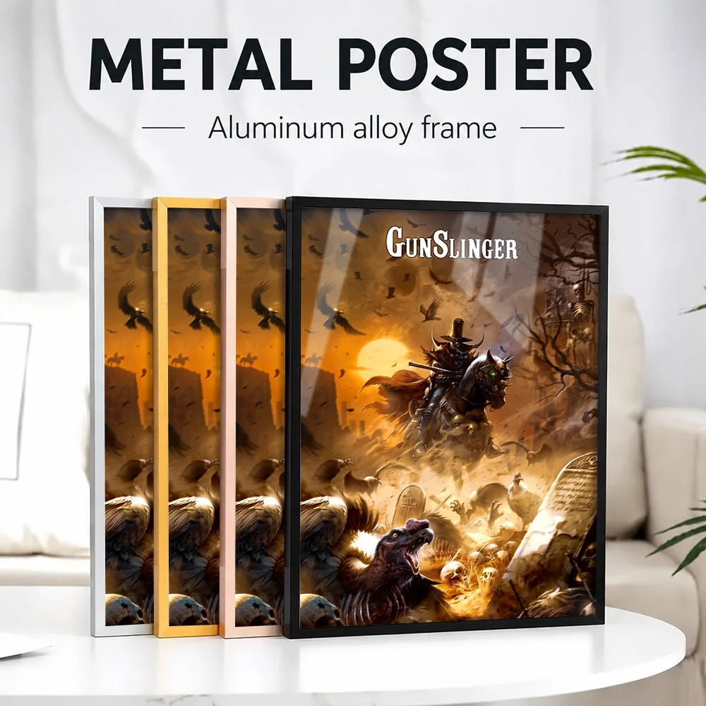 Gunslinger Dark Fantasy Framed Metal Print Customized Photo Dramatic Legend Style Wall Art For Bedroom And Study Birthday Gift