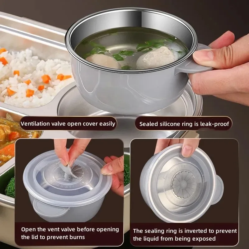 304 Stainless Steel Compartment Lunch Box - Sealed Portable Insulated Bento for Office Workers & Students