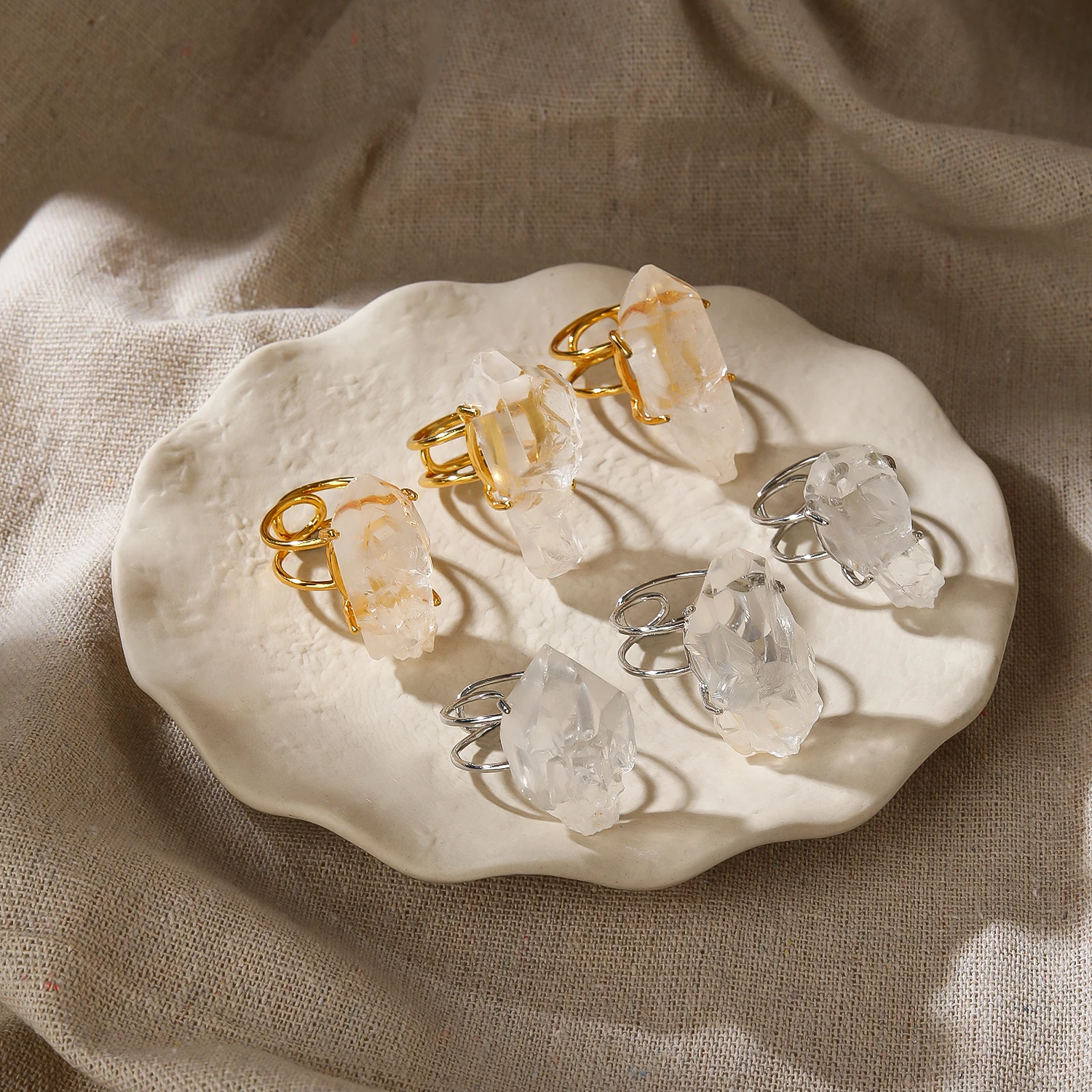 Natürlicher Azurit-Malachit-Geode-Fingerring, verstellbar, vergoldet, versilbert, Ring im Bohemian-Stil, Unisex-Accessoire – Detail 10