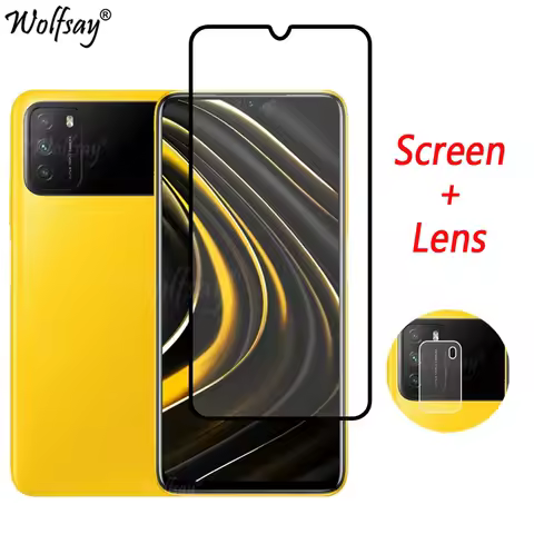 Full Cover Tempered Glass For Xiaomi Poco M3 Screen Protector Poco X3 F5 M5S M3 X5 Pro Camera Glass For Poco M3 Glass Poco C65