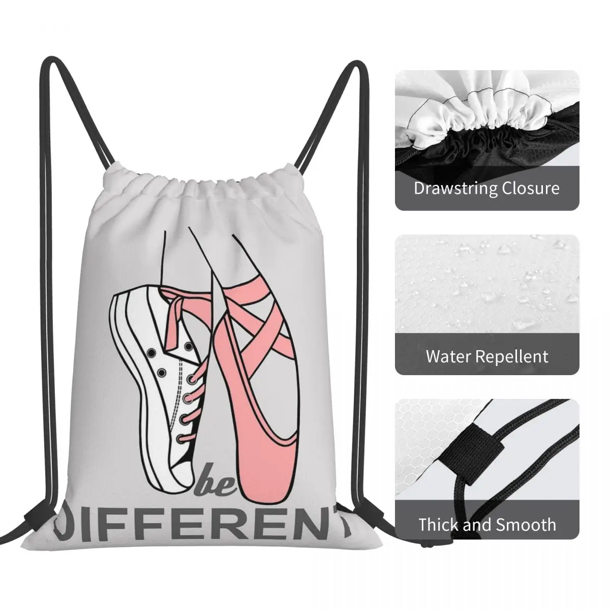 Be Different – sacs à dos pour chaussures de Ballet, sacs portables décontractés à cordon de serrage, sac pour articles divers, sacs de livres pour voyage et école