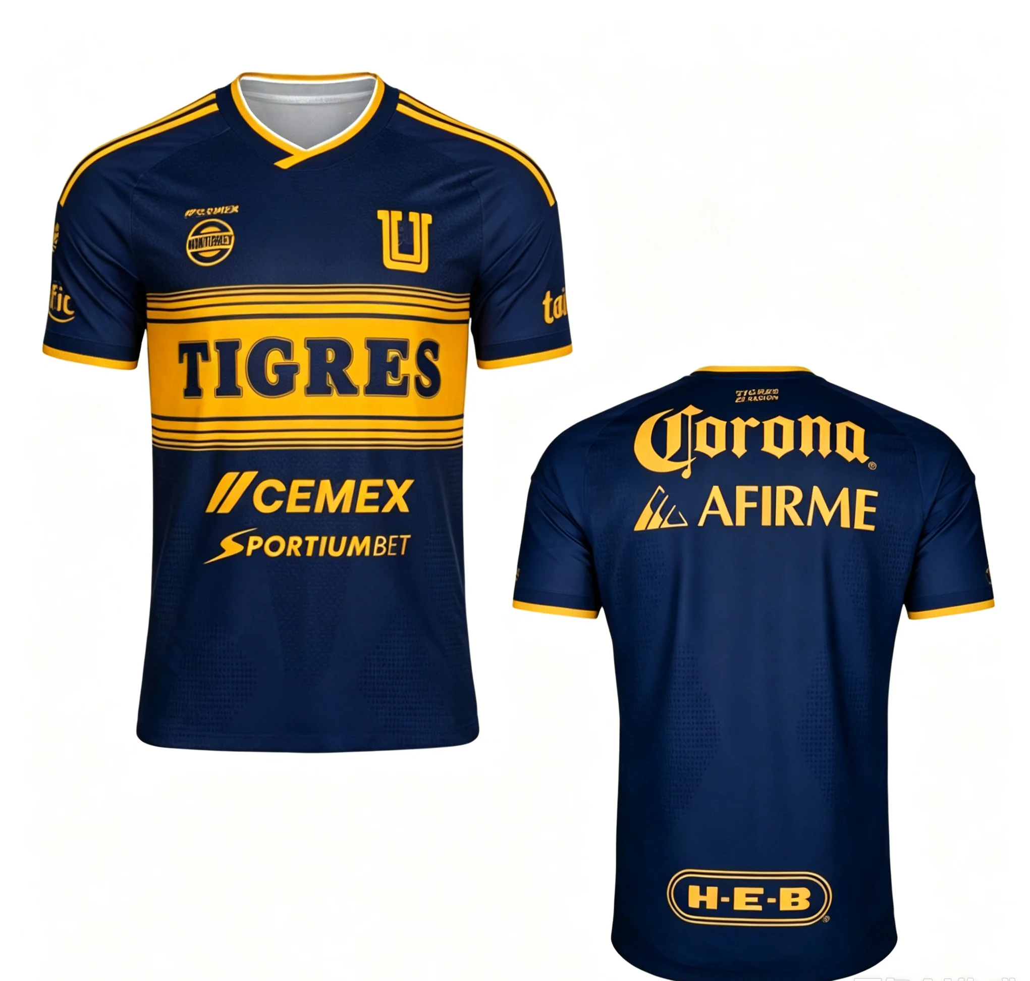 Saison 2026 Tigres UANL Fußballtrikot Herren Sommer Neues 3D-Druck Sport-Fußball-T-Shirt Atmungsaktiv Schnelltrocknend Familien-Set – Detail 2