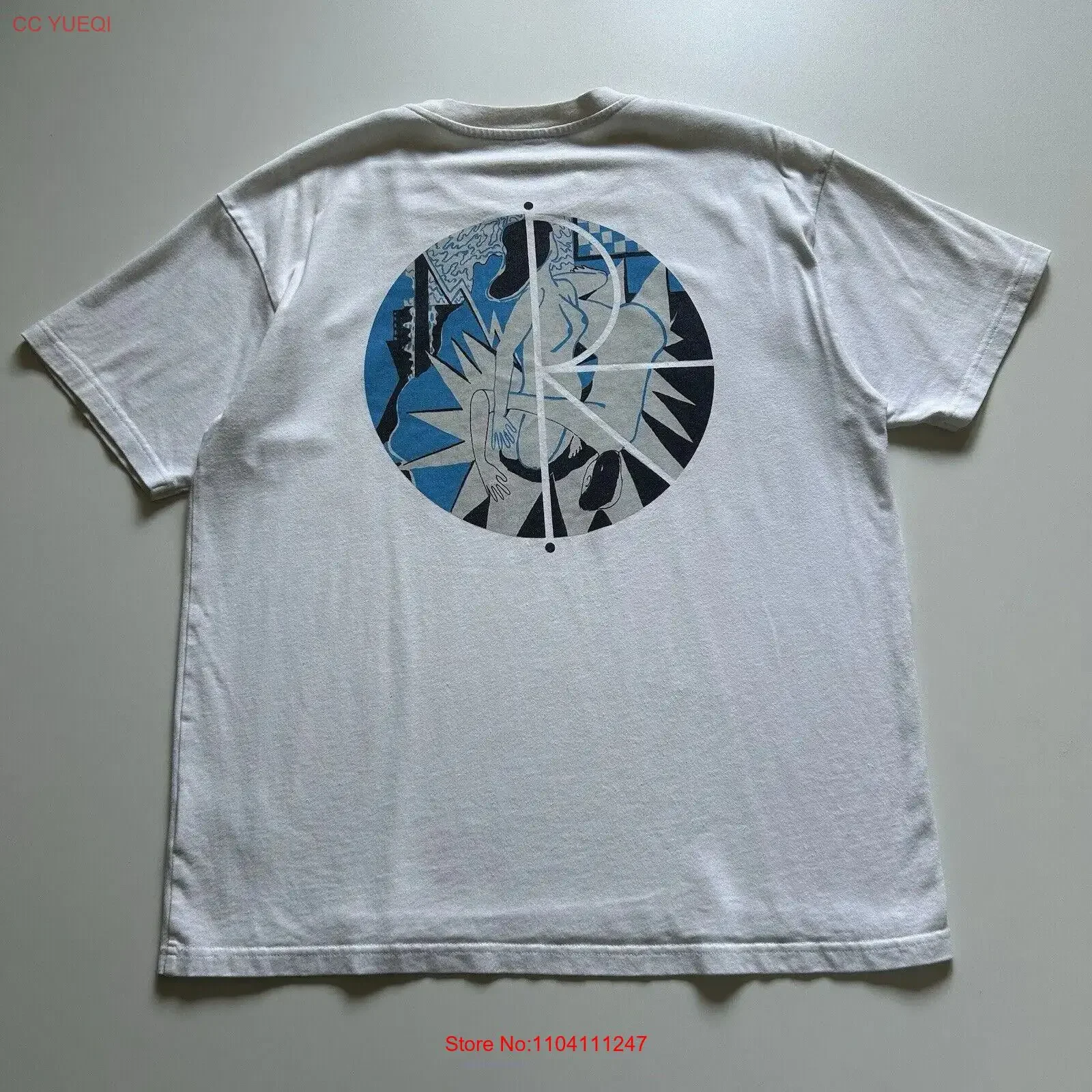 Camiseta Polar Skate Co para hombre, talla M, corte holgado, blanca, para skateboarding, promocional, rara, vintage, lavada, versátil, estilo streetwear, con gráfico.