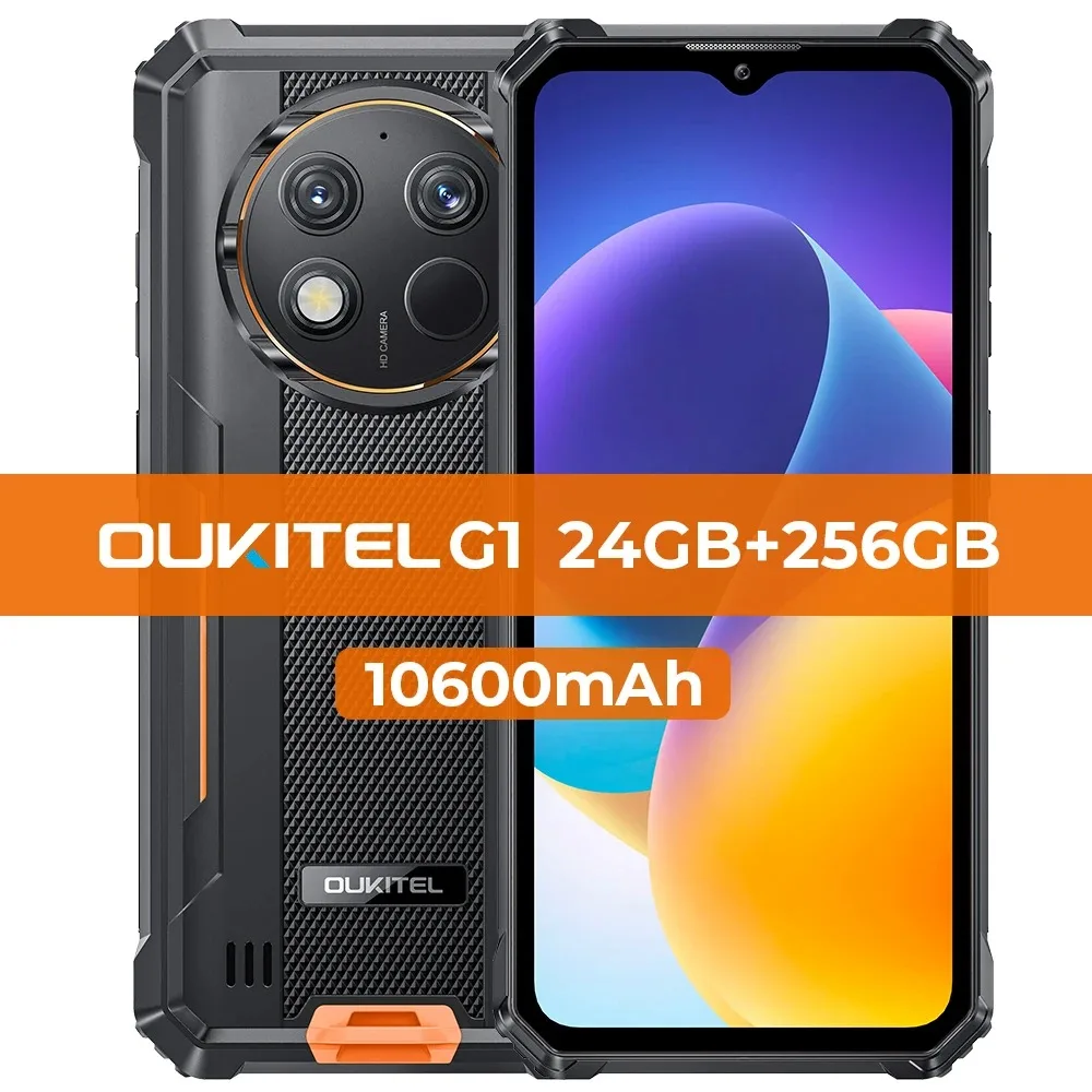 Oukitel-G1頑丈なスマートフォン,6.52インチHD,10600mAh, 24GB 256GB