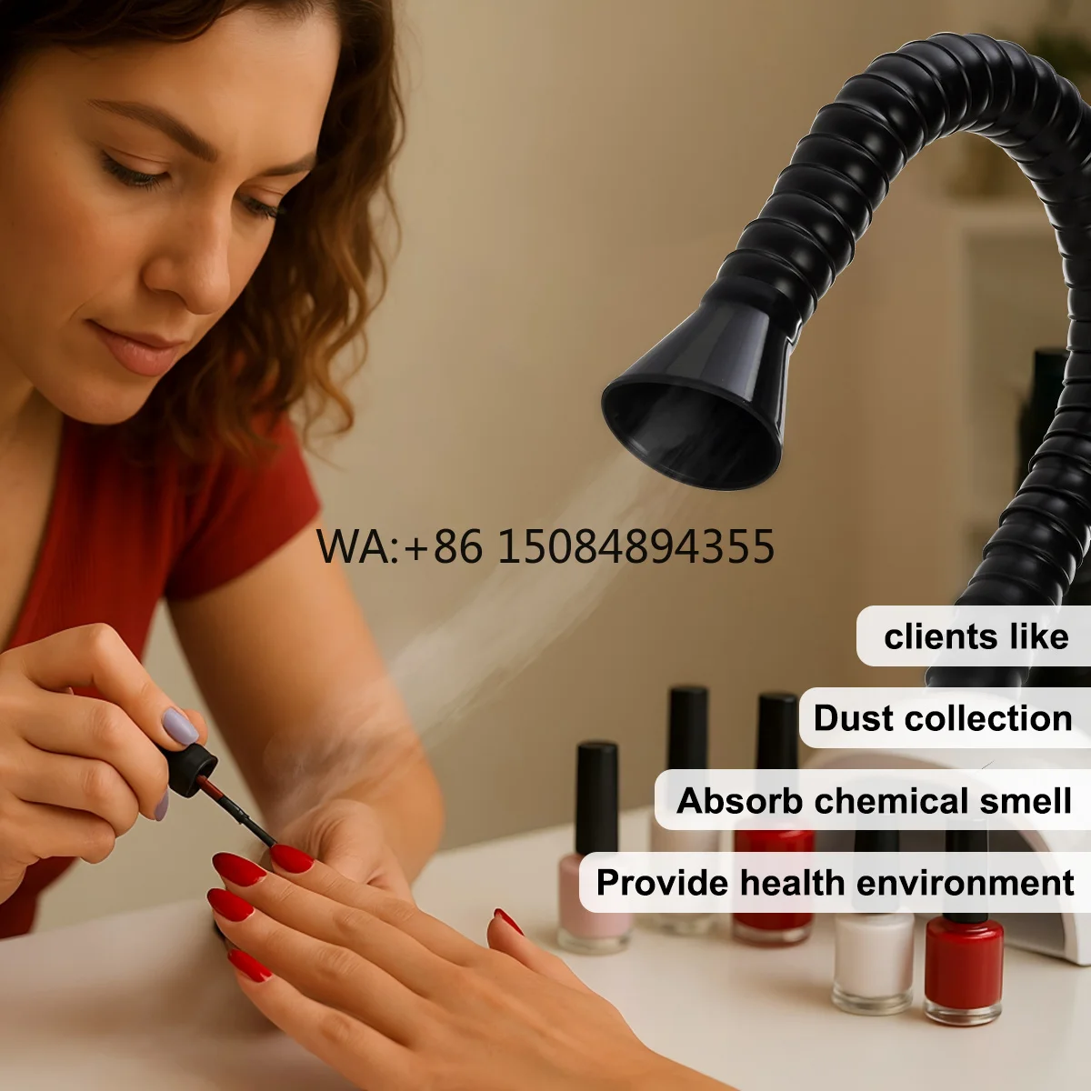 Powerful Nail Dust Collector Compact Vacuum Fan Dust Collector for Beginner with Reusable Filter Odor Removal for Salon Use