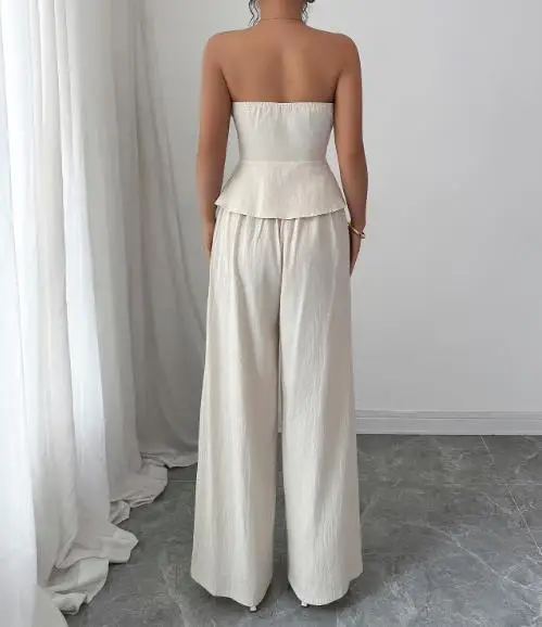 

Women's Clothing, Summer 2025 Pants Set Women's Fashion Elegant Temperament, Button Up Vest, Wide Leg Pants, Women's Suit