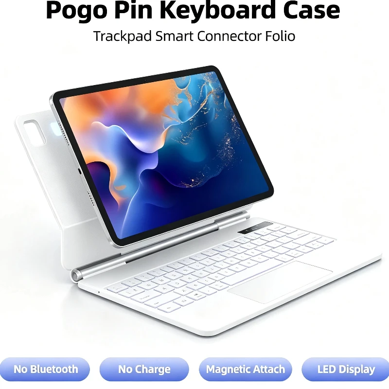 Multifunctional Pogo Pin Keyboard Folio Built-in Trackpad for iPad Air 11 inch M3 iPad Air6 11 iPad Air 4 Air5 10.9 iPad Pro 11