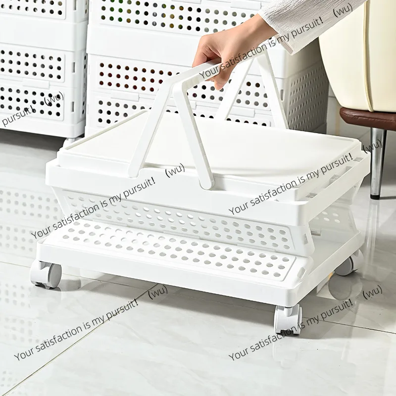 Foldable storage basket with wheels Movable home storage box Portable sundries basket  basket