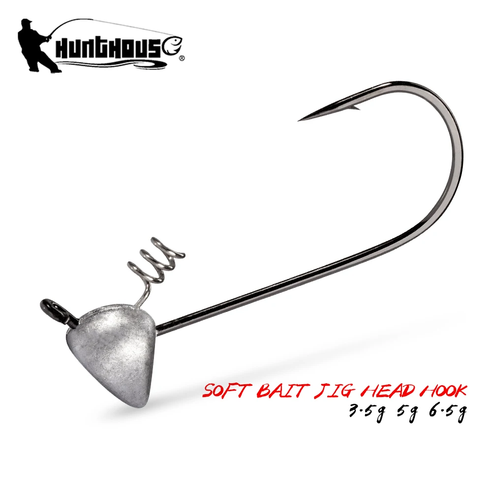 

Hunthouse Metal Jig Head Hook Fishing Lure Shaky Soft Bait Jigging Flat 3.5g 5g 6.5g 4PCS For Pike Bass Fish Tackle Accessories