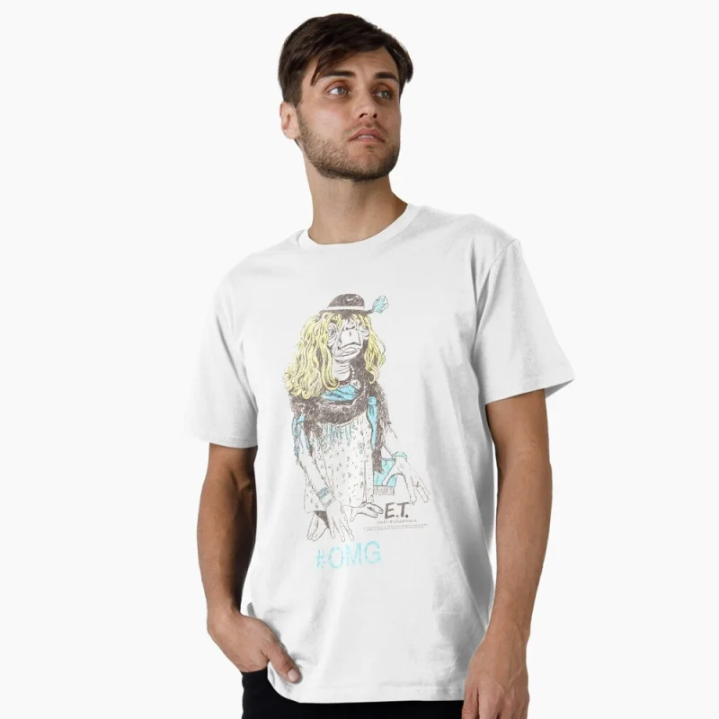 

E.T. The Extra Terrestrial 0403 t shirt Retro Alien Movie Graphic Tee for Sci-Fi Fans 100% cotton printed All size Tops S-6XL