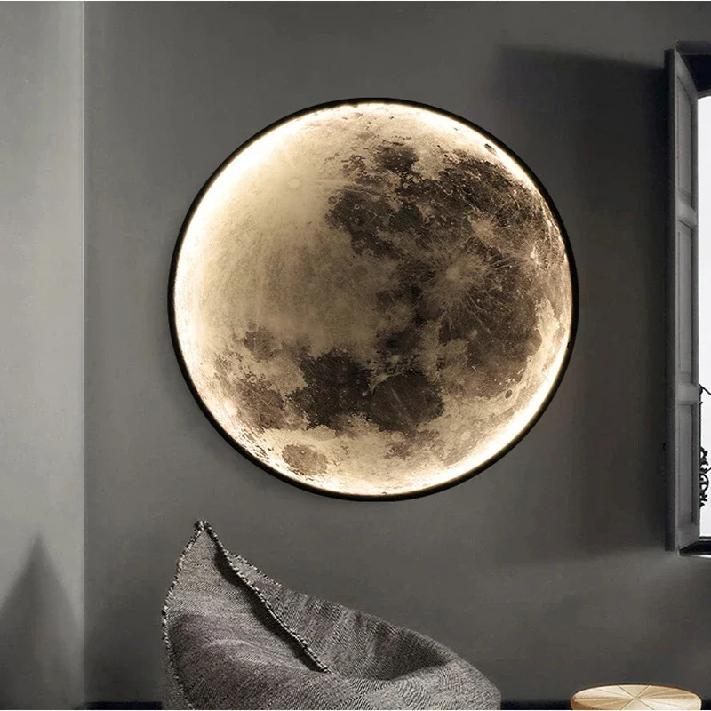 

Modern 3D Moon Dimmable Led Wall Lamp Living Room Background Light Home Decor Bedroom Bedside Lighting Corridor Sconce Luminaire