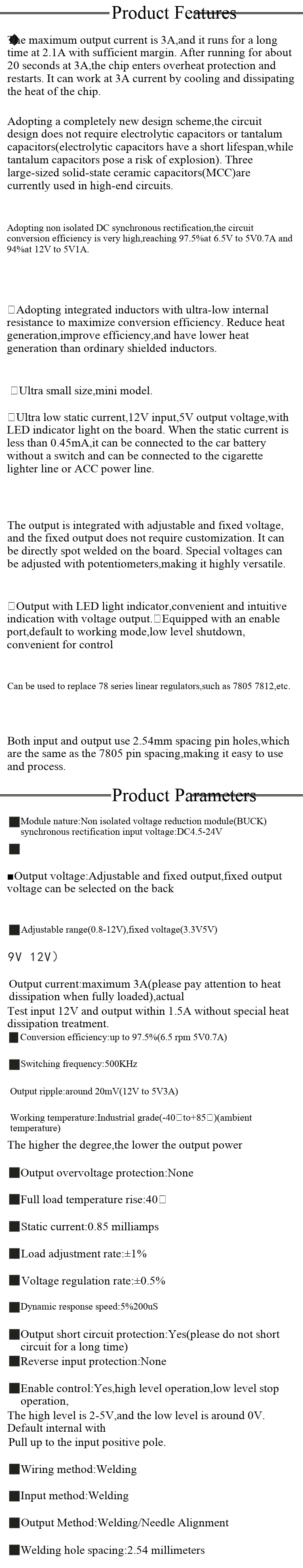 24V Step-Down 3A Mini DC-DC einstellbares Step-Down-Modul, 12V/24V auf 5V 3A 3.3V 9V Festspannung – Detail 2