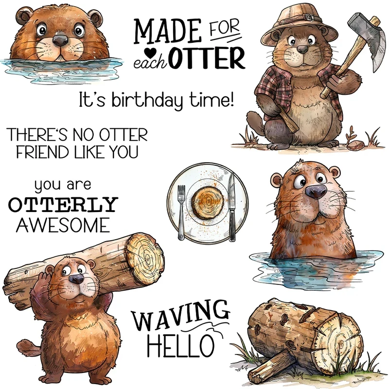 

Cute Cartoon Otter Cutting Dies Clear Stamp DIY Scrapbooking Supplies Metal Dies Silicone Stamp Cards Albums Decor