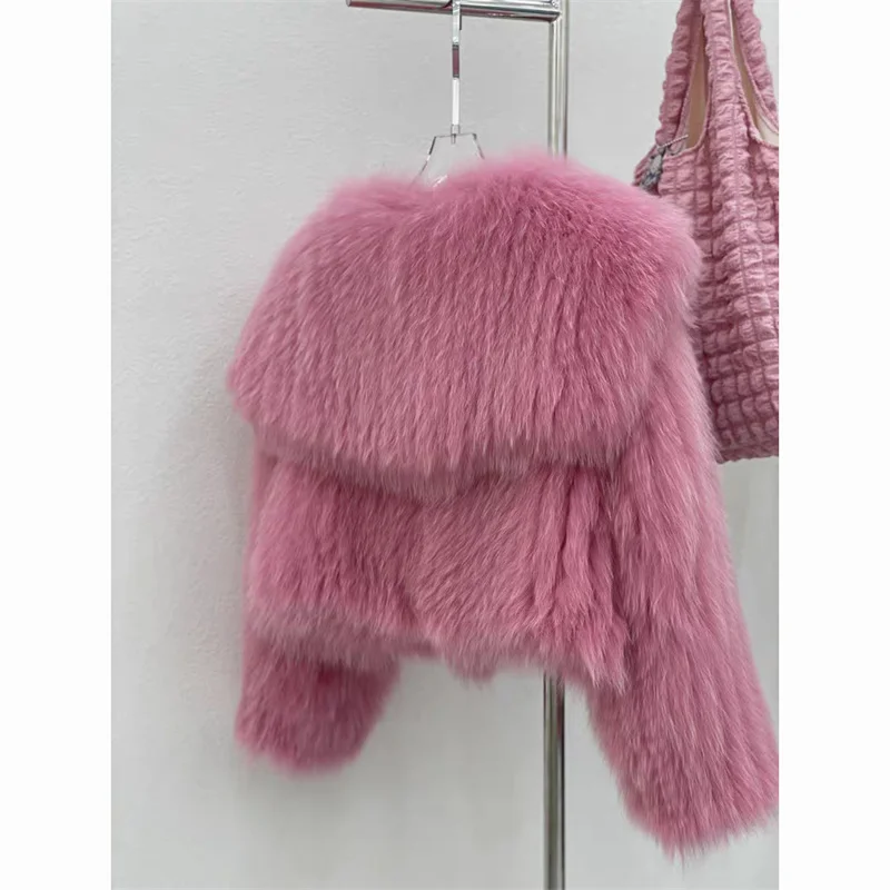 Women Fur Coat 2026 Winter Fox Hair Car Strips Imitation Fur Coat Short Fashion Versatile Navy Leader Fur Jacket Overcoat Female