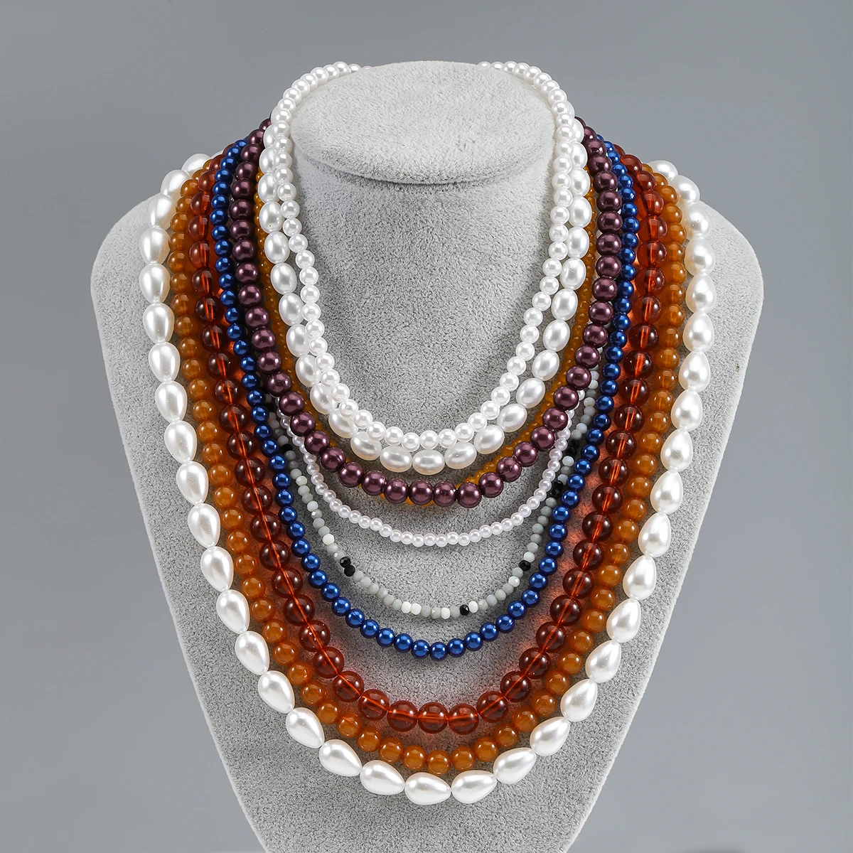 Vedawas Bohemian colorful handmade multilayer beaded necklace，Exaggerated party banquet women accessories