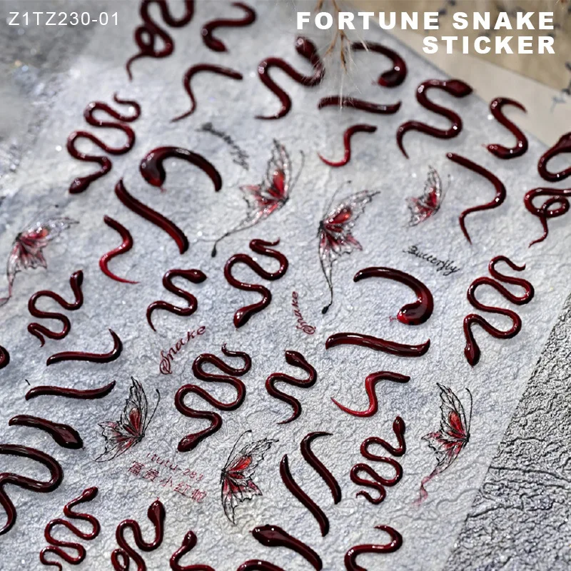 1 pz 5D Colori In Rilievo Serpente Adesivi Per Unghie Carino Serpente Autoadesivi Adesivi Per Unghie FAI DA TE Giapponese Unghie artistiche Decorazioni Decalcomanie