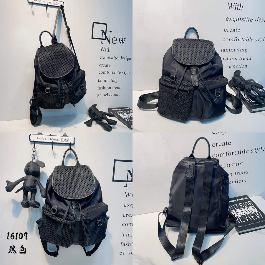 

【New style】European and American fashion denim retro women's backpack drawstring flip backpack practical multi-pocket bag with