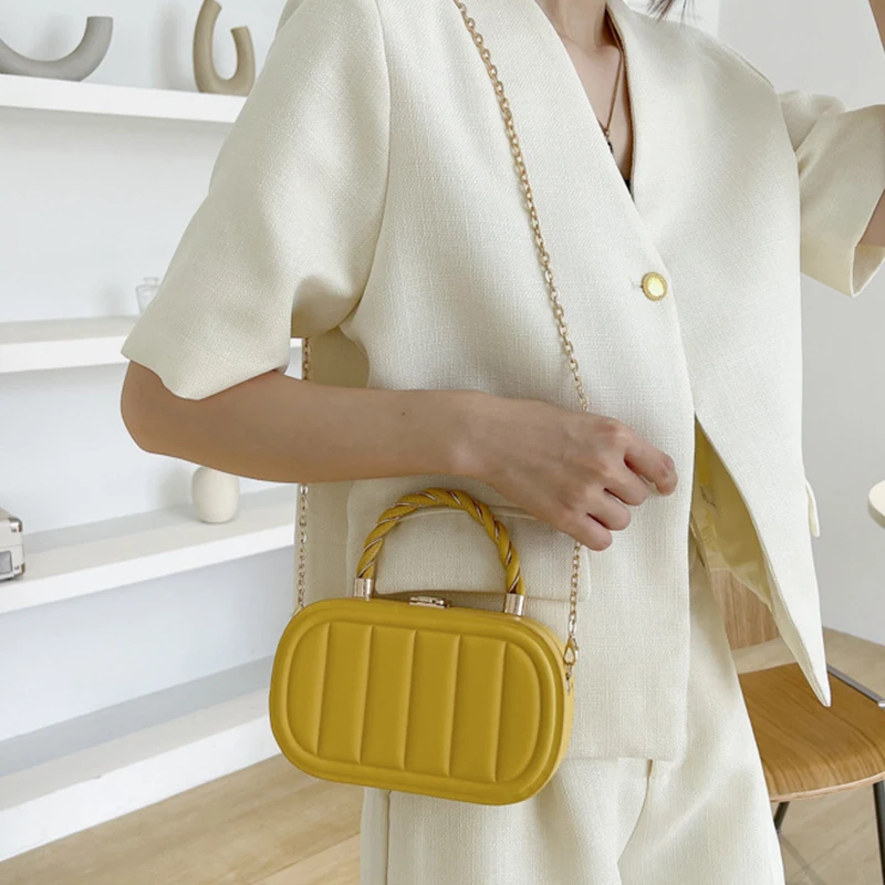 New Fashion Women's Crossbody Bag PU Leather Simple Ladies Chain Shoulder Bag Luxury Design Street Casual Girls Handbag