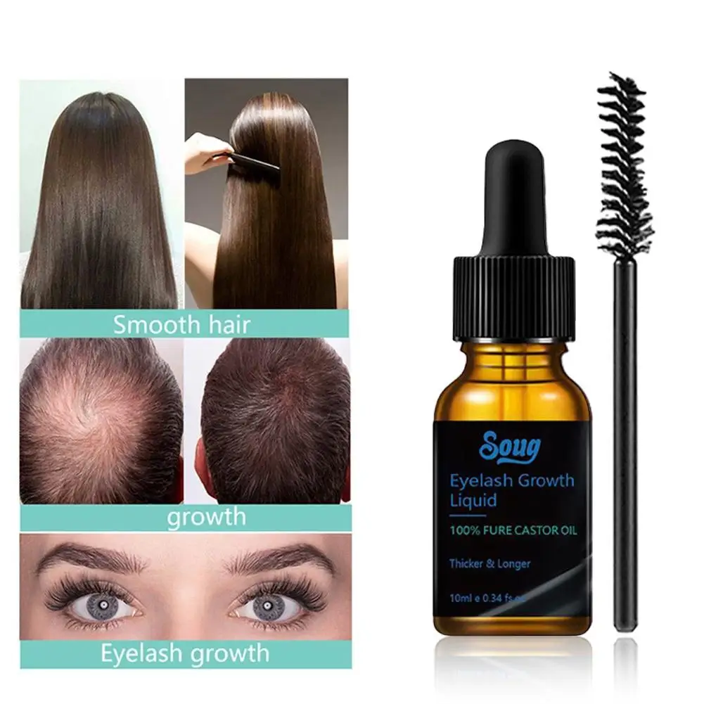 Rímel de óleo de rícino, denso, fino, enrolado, cosméticos, maquiagem nutritiva, intensificador de cabelo, soro de crescimento de cílios p0g3