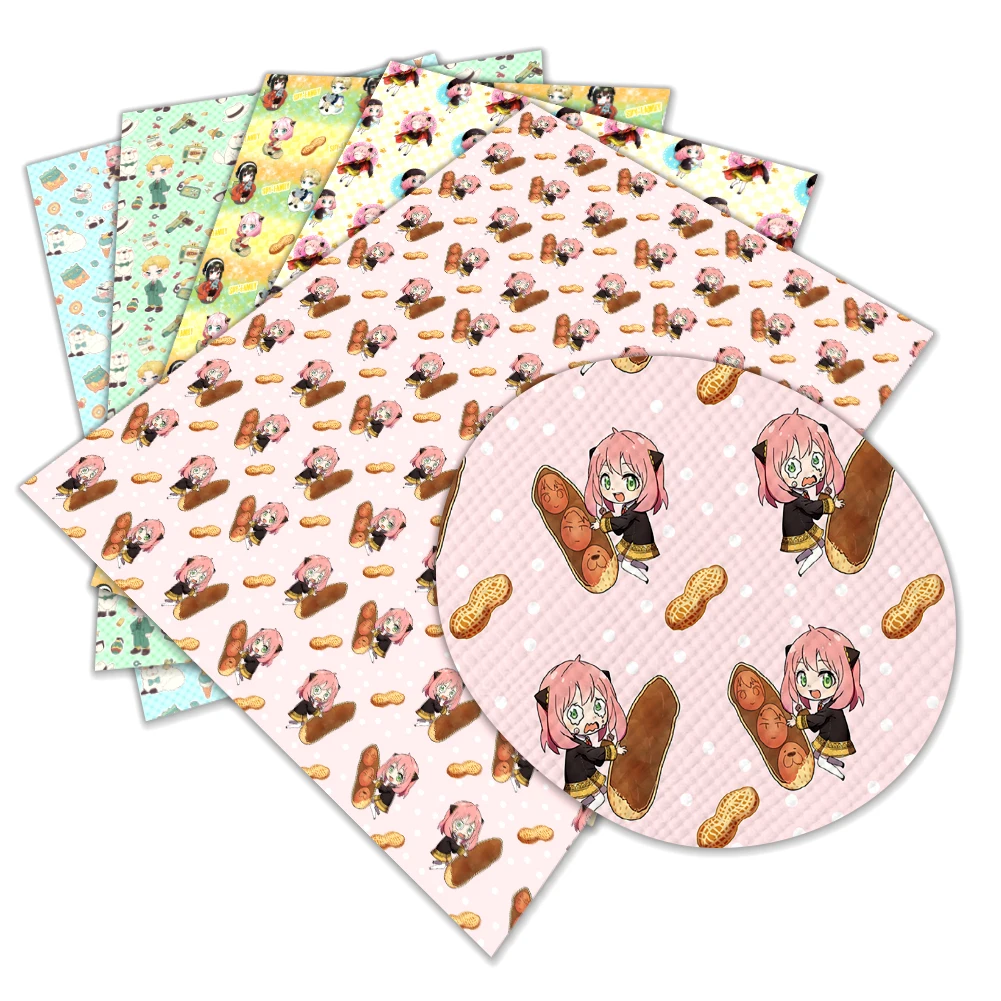 Japan Anime Cartoon Family Faux Leather Sheet For Cross Leather Fabric For Bows Synthetic Leather 30x136cm