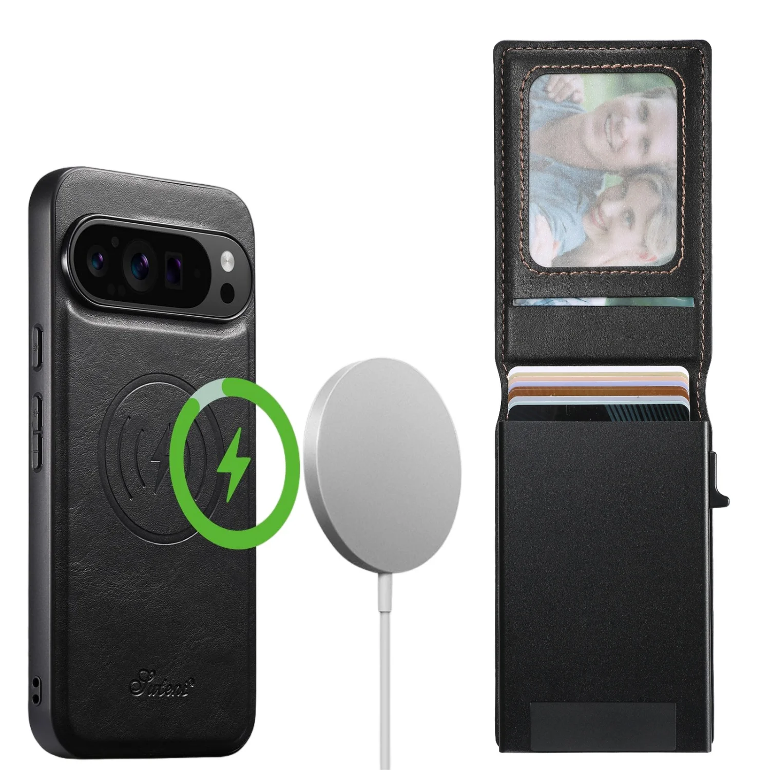 

For Google Pixel 9/10 Pro XL 6A/7A/8A/9A Pro complete set of TPU magnetic card holder for inserting leather mobile phone cases