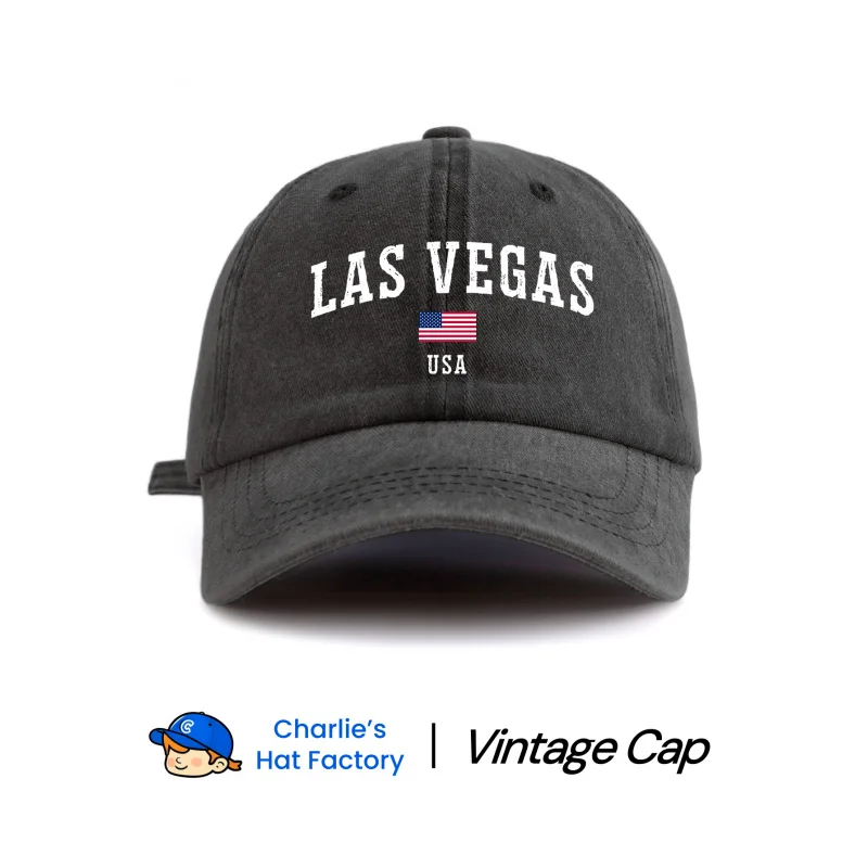 1 pc LAS VEGAS Print Washed Baseball Cap, Classic Casual Stylish Vintage Soft Sweatband Adjustable Size Lightweight