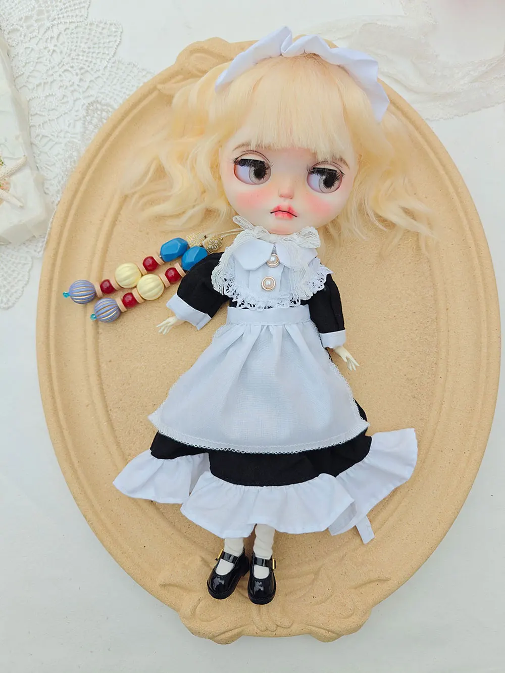 

Одежда для куклы blythe, комплект черно-белого платья 28-30 см OB22 OB24 AZONE Blyth, аксессуары для кукол, одежда для куклы blythe, платье