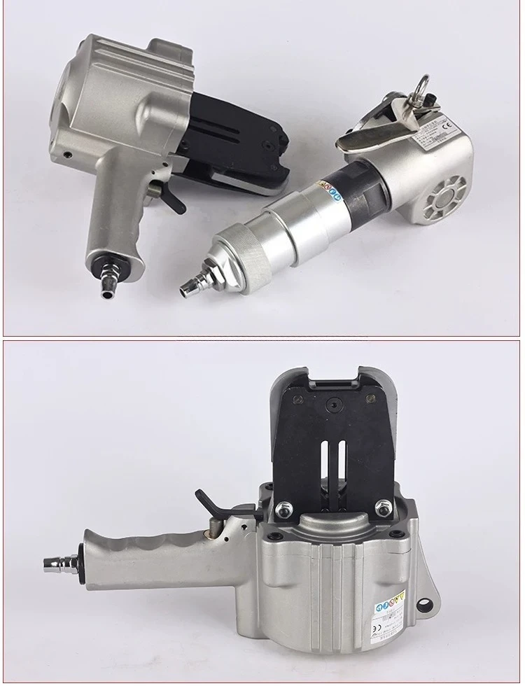 32-split pneumatic steel band strapping tool with automatic tensioning, portable iron banding machine with locking mechanism