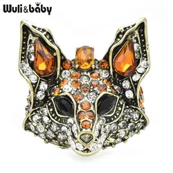 Wuli&baby New Sparkling Fox Brooches For Women Unisex Vintage Luxury Lovely Animal Party Brooch Pins Gifts