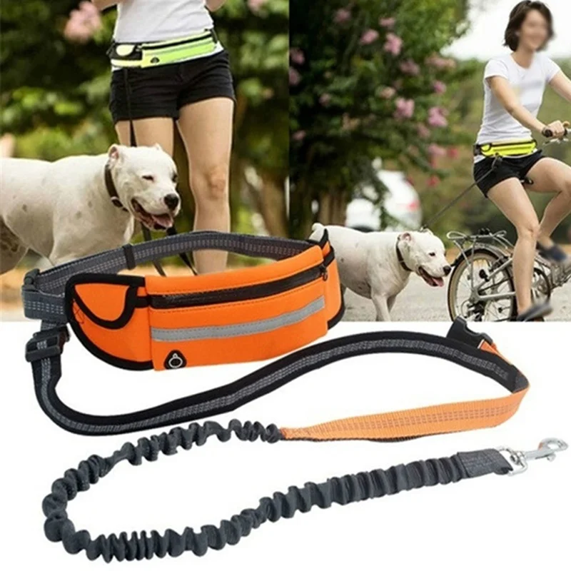 

Pets Dog Leashes with Bag Running Hands Free Reflective Full Function Portable Waist Bag Collar Rope Dogs Leash Dog Accessories