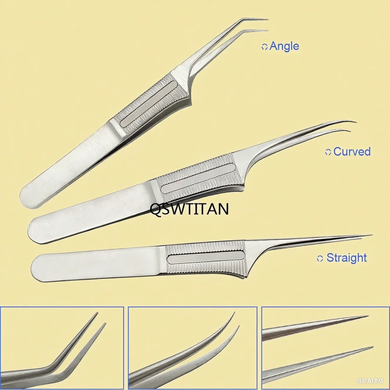 QSWTITAN Roestvrijstalen Haar Implanten Pincet Autoclaveerbaar Haartransplantatie Rechte Hoek Pincet Fue Haar Pincet