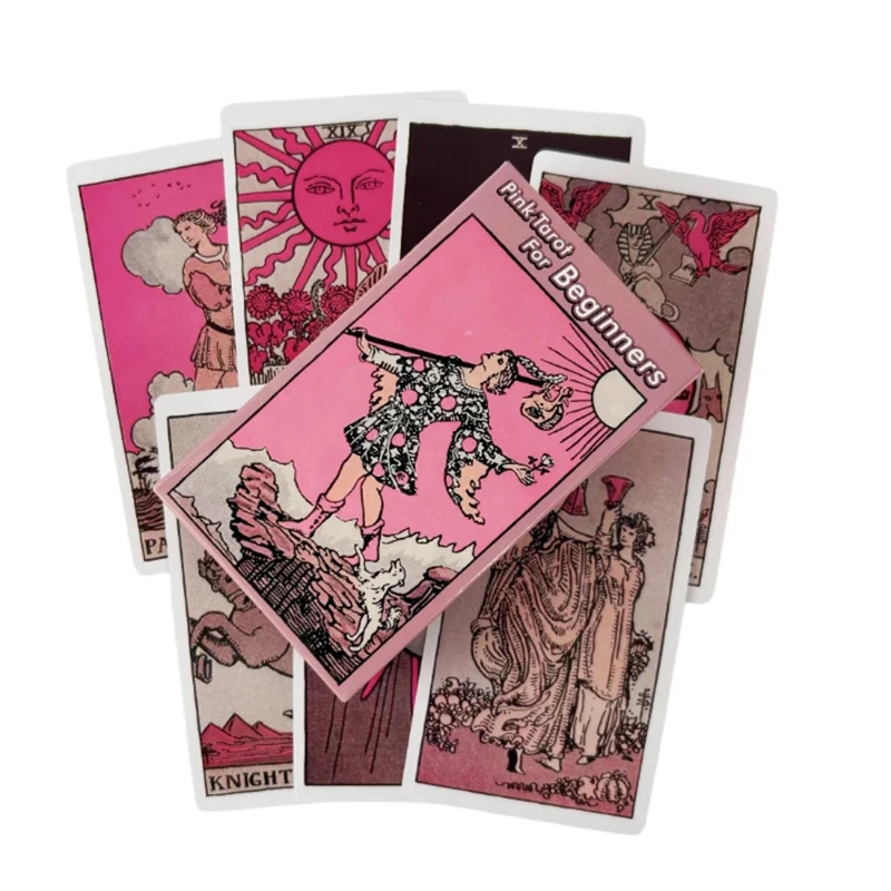 Tarot T pour salle de bain réversible rose, 78 jeux de société, oracle classique, pour fête, cadeaux pour femmes et filles