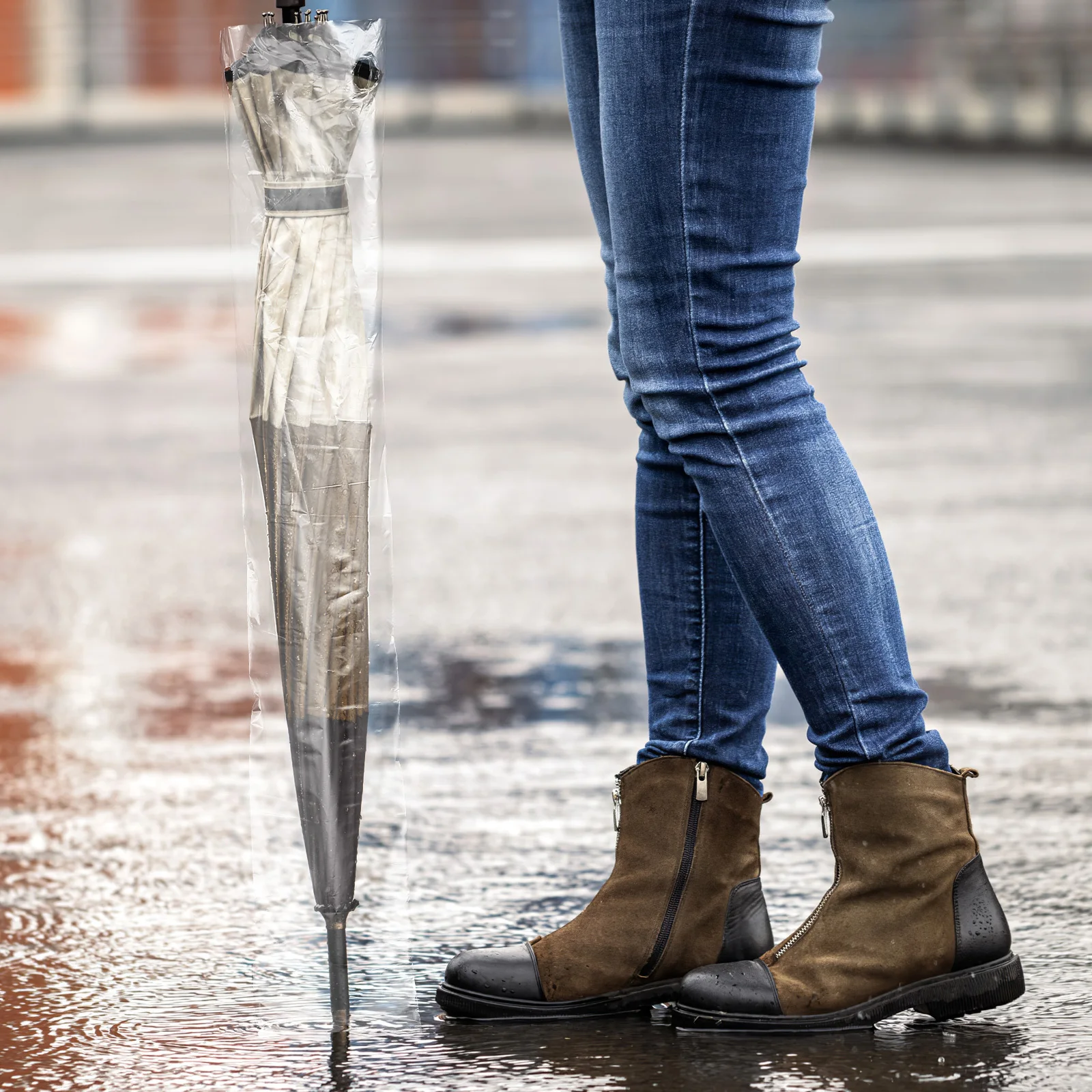 100 шт., сумка для зонта от дождя, 13X72 см, одноразовая пластиковая пленка для зонта с длинной ручкой, защита от пыли и влаги, путешествия на открытом воздухе