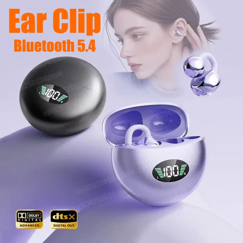 Open Ear Clip Earbuds ENC Wireless Bluetooth5.4 Headphone Noise Cancelling Earphone With Mic For Android iOS 2026