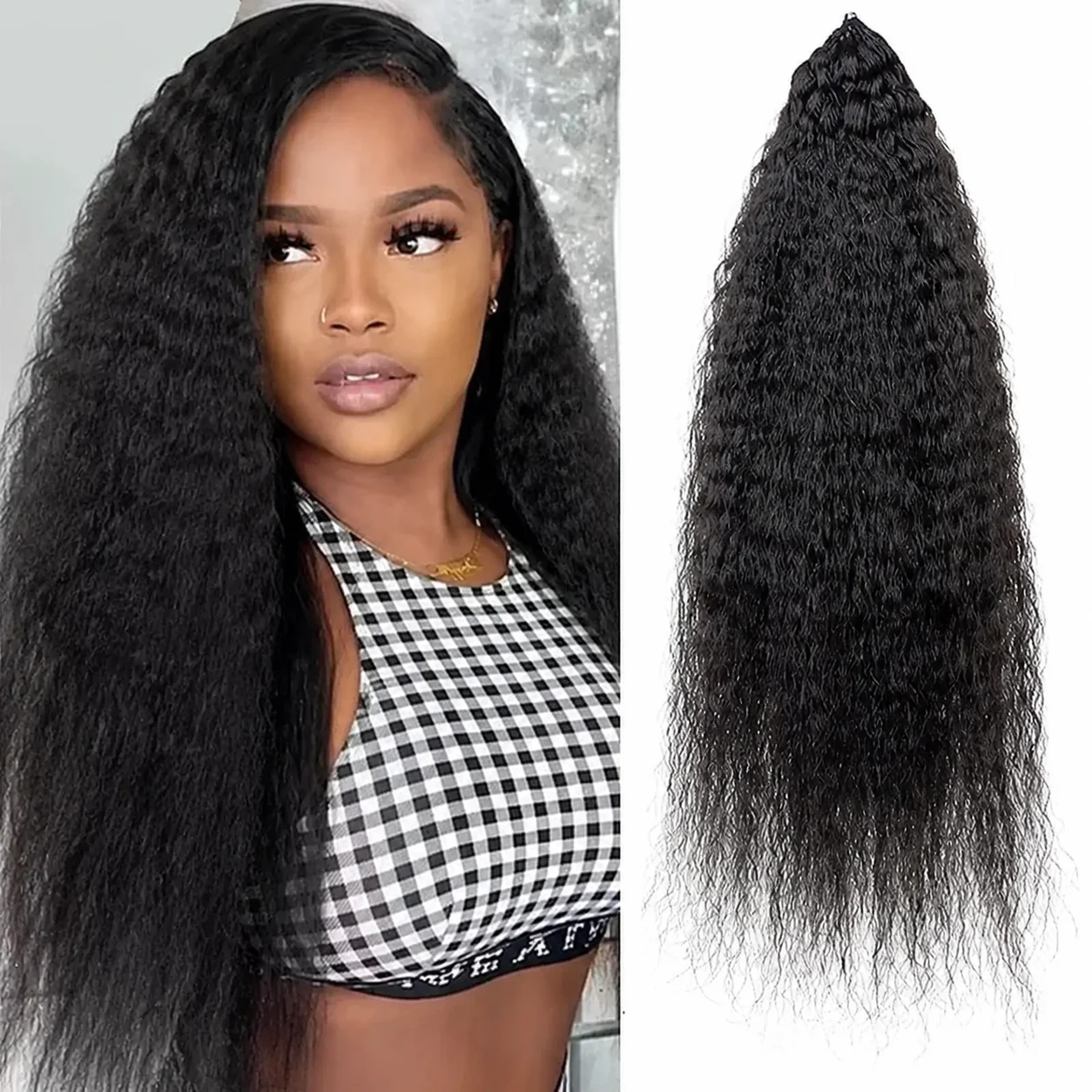 

Kinky Straight Crochet Human Hair Extensions Natural Black Miracle Knots Feather Crochet Invisible Crochet Hair Pre Separated Boho Braids Bulk Human Hair For Black Women Soft Durable Salon Quality