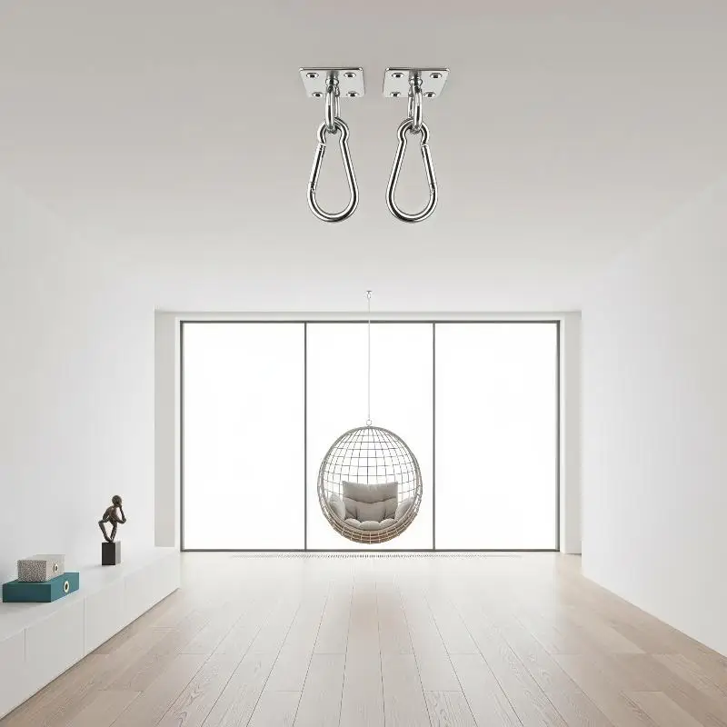 2 Pack Heavy Duty Square Ceiling Wall Mounted Hooks Stainless Steel for Yoga Swings Outdoor Patio Hammock Hanging