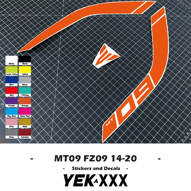 MT-09 FZ-09 14-20 curva do tanque de combustível da motocicleta oco adesivo decalque cor personalizada para yamaha mt09 fz09 2014-2020 adesivo decalque