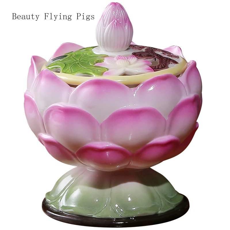 Chinese Vintage Lotus Incense Stove Household Indoor Sandalwood Incense Stove Buddha Hall Offering Guanyin Incense Stove