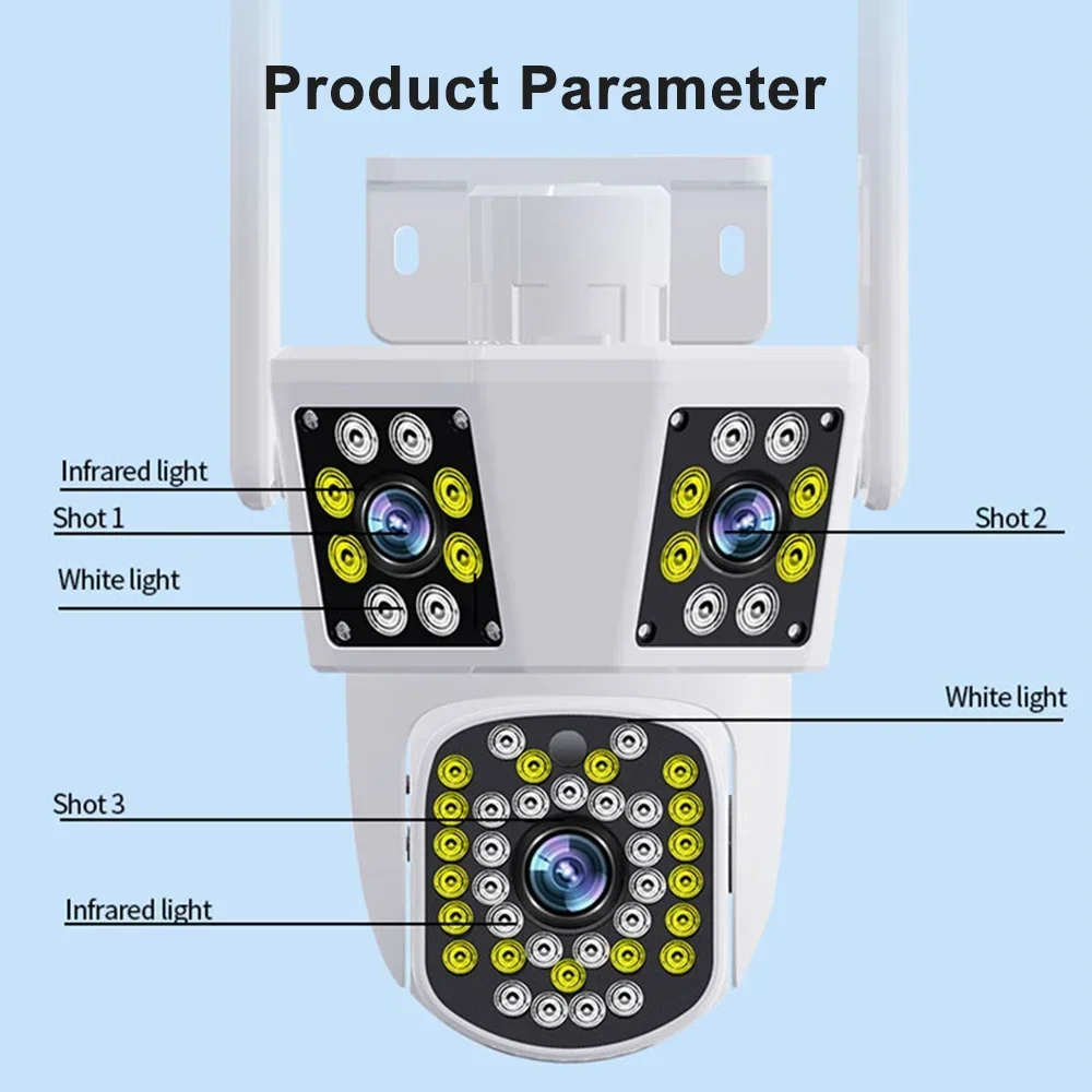 PEGATAH 6K 12MP ثلاثة عدسة ثلاثة شاشة WIFI IP كاميرا خارجية AI تتبع الإنسان PTZ كاميرات فيديو أمنية مقاومة للماء #6