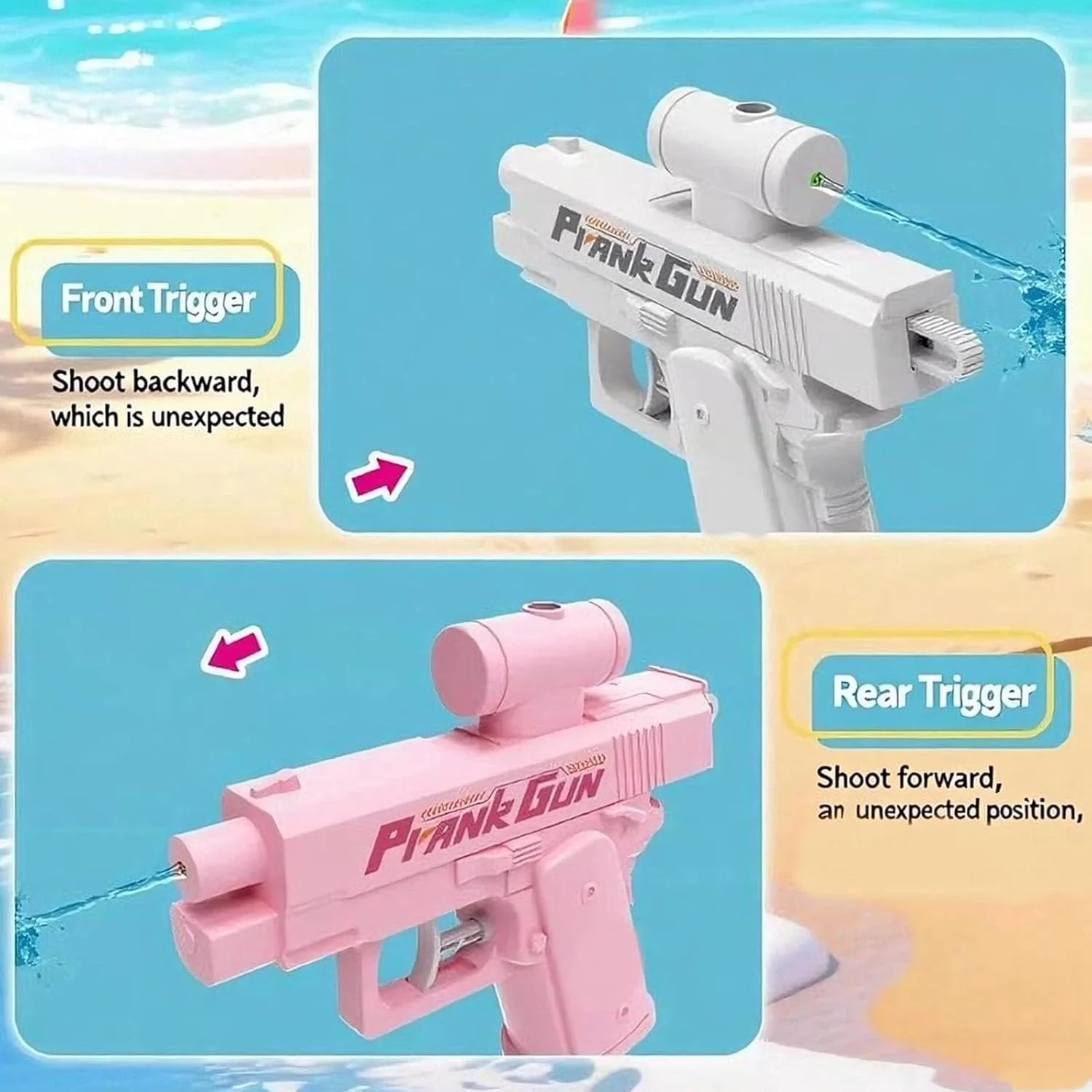 Pistola de agua Manual de mano, broma, pistola de agua con pulverizador bidireccional, juguetes de verano para exteriores, playa, piscina, pistola de agua de juguete para niños