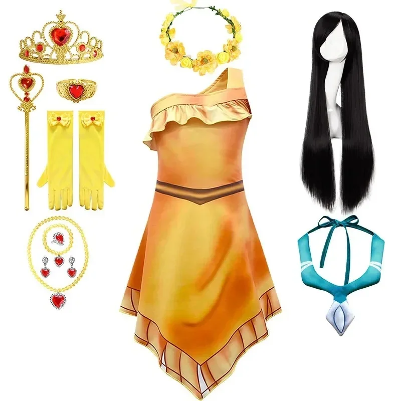 Fancy  sexy Princess pocahontas costume  Indian Cosplay costumes for ren halloween costumes Dress wig necklace