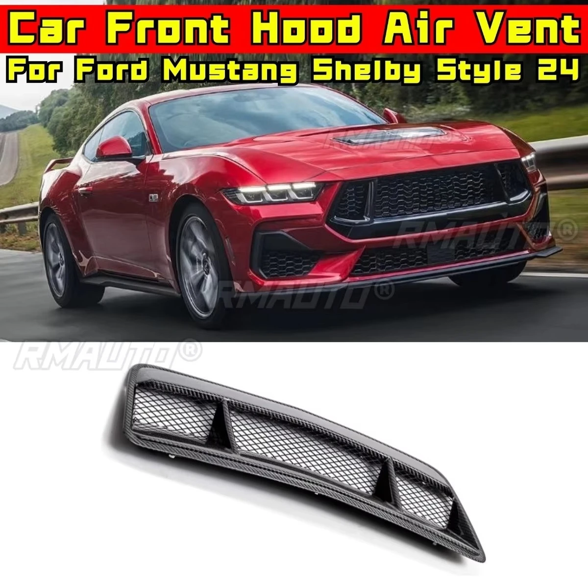 

Передний капот автомобиля, вентиляционное отверстие, комплект кузова из настоящего углеродного волокна, решетка переднего бампера для Ford Mustang S650, внешняя часть в стиле Shelby