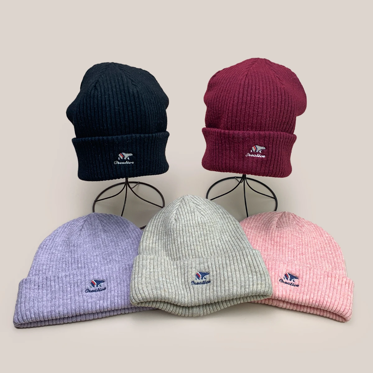 

Embroidered Polar Bear Letters Knitted Hats New Men Women Casual Warm Korean Fashion Personal Outdoor Versatile Simple Beanies