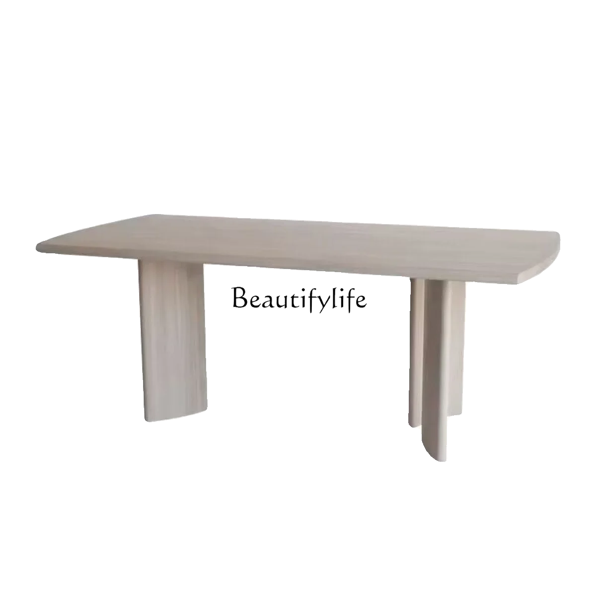 

Nordic white solid wood long table log wabi wind dining table simple workbench