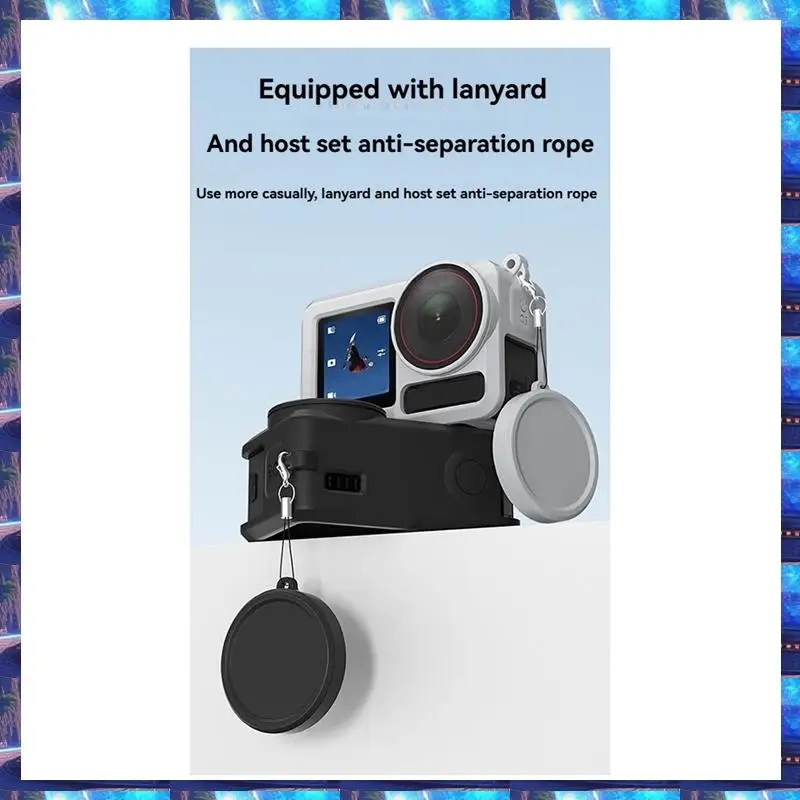 

2025 For DJI Action 5 Pro Silicone Case Protective Cover Anti-Fall And Anti-Lost Rope Sports Camera Accessories A,For DJI Action