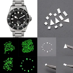 Watch Dial Hour Indices Markers Green Luminous For Pelagos FXD GMT SKX007 SKX009 Men's Watch Dial Parts Aftermarket Replacements