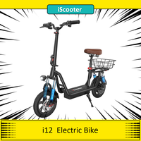 iScooter i12 Electric Scooter with Seat & Rear Basket, 500W Motor, 36V 7.5Ah Battery, 12\