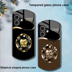 Circle Diamond For Apple IPhone 16 11 13 15 14 Pro Max 12 Mini 7 8 Plus XR X XS Elliptical Shaped Tempered Glass Phone Case