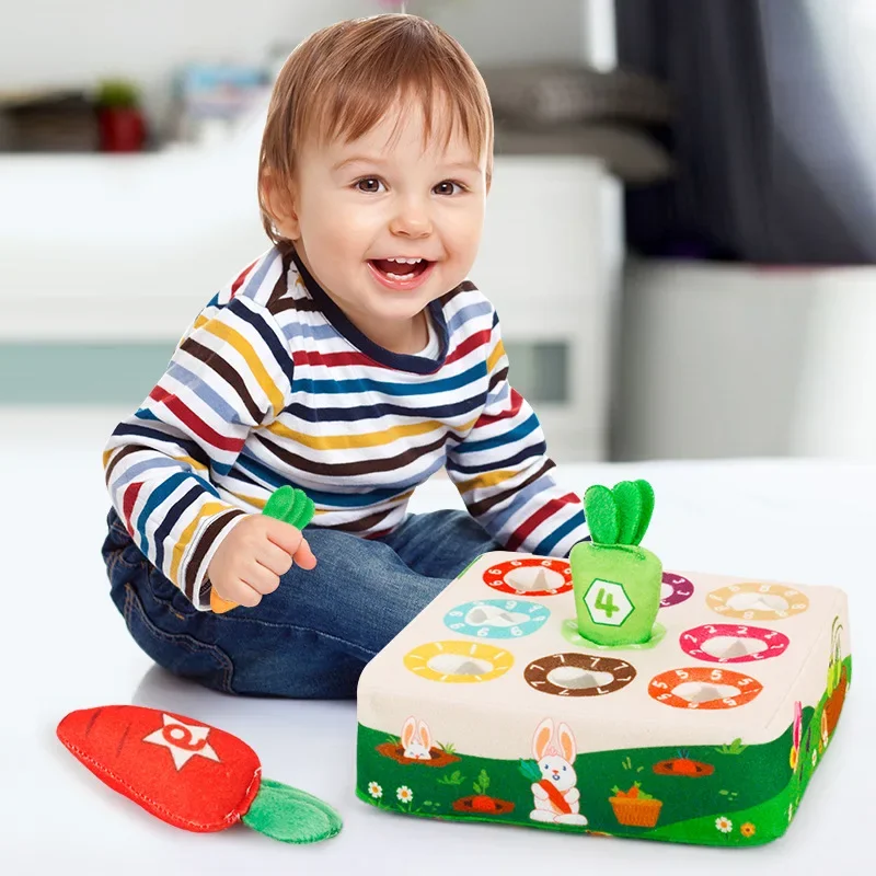 Jouets en Peluche Montessori pour Bébé Garçon et Fille, ApprentiCumbria Précoce, Forme de Numéro, Document Correspondant aux Côtées, Carotte, Cadeau